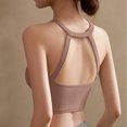 thumbnail image 4 of lcziwo Womens Tank Tops with Built in Bra Sleeveless Racerback Ribbed Shirts High Neck Slim Fitted Crop Top Holiday Sales Khaki M, 4 of 5
