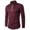 thumbnail image 1 of Chemise à Manches Longues pour Hommes Homme Décontractée Imprimée Col Montant Chemise de Base à Manches Longues Blouse Chemises à Manches Longues pour Hommes, 1 of 3