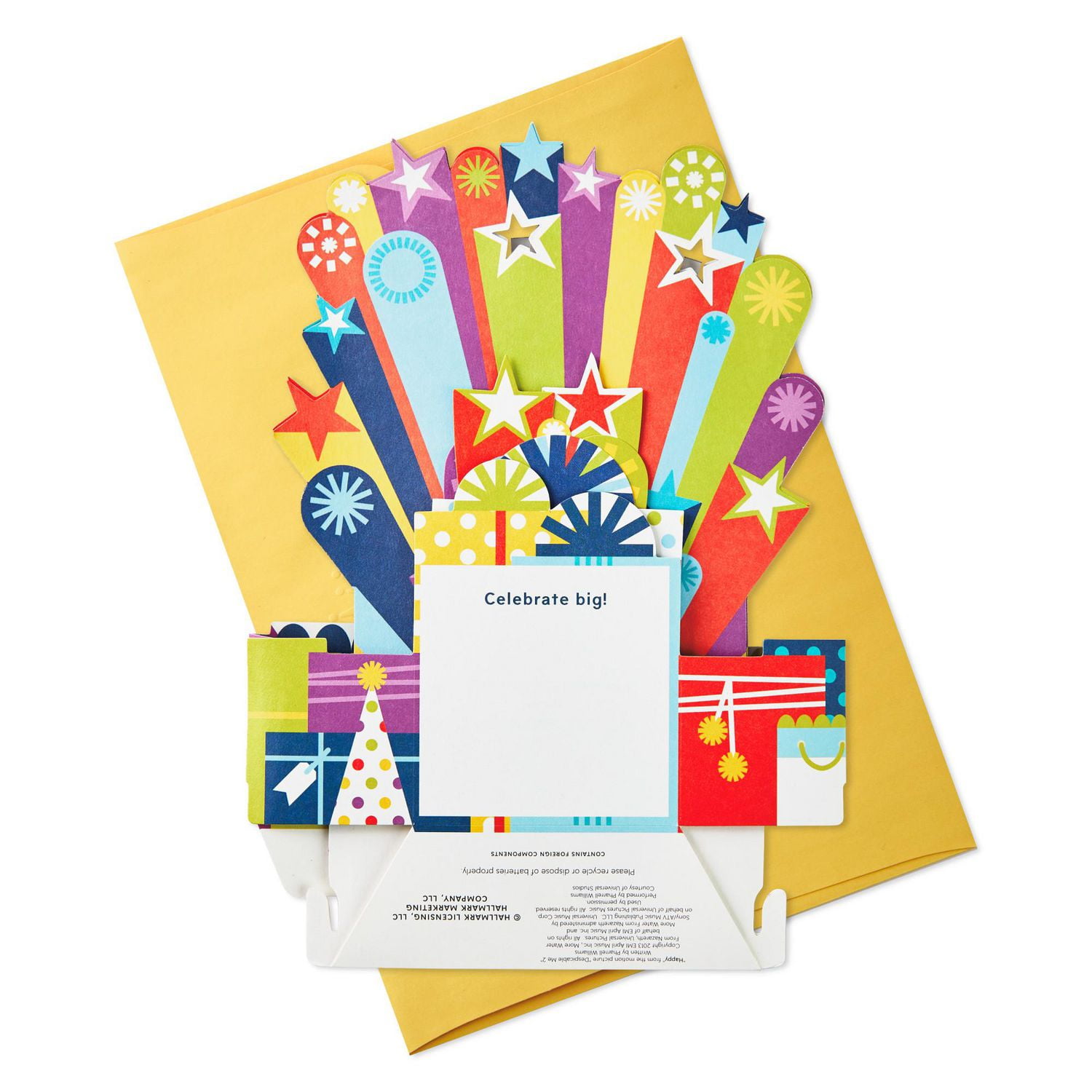 Carte en relief de fête – Musicale –  Paper Wonder de Hallmark (joue « Happy » de Pharrell Williams)