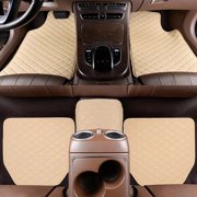 ZheElen Leather 5 Pcs Waterproof Leather Car Floor Mats Mats Car Floor Mats Anti-Slip Protects Car Floor Beige