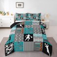 thumbnail image 1 of Erosebridal Basketball Player Bedding Sets With Comforter,Game Theme Duvet Insert,Teal Grey Grid Comforter Sets , Breathable Room Decor,2Pcs Reversible, 1 of 5