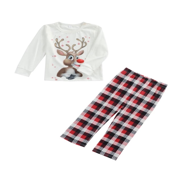 Pyjama de Noël Parent-Enfant Manches Longues + Pantalons