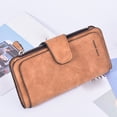 thumbnail image 5 of Ohufall Frosted Leather Womens Long Wallet Zipper Coin Purse ID Window Card Holder Organizer, 5 of 5