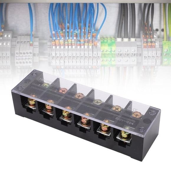 100A Terminal Strip Dual Row Large Current Wire Barrier Block Terminal Strip with Transparent Cover, PC Shell, Slot andScrewdrivers Applicable, Wide Application