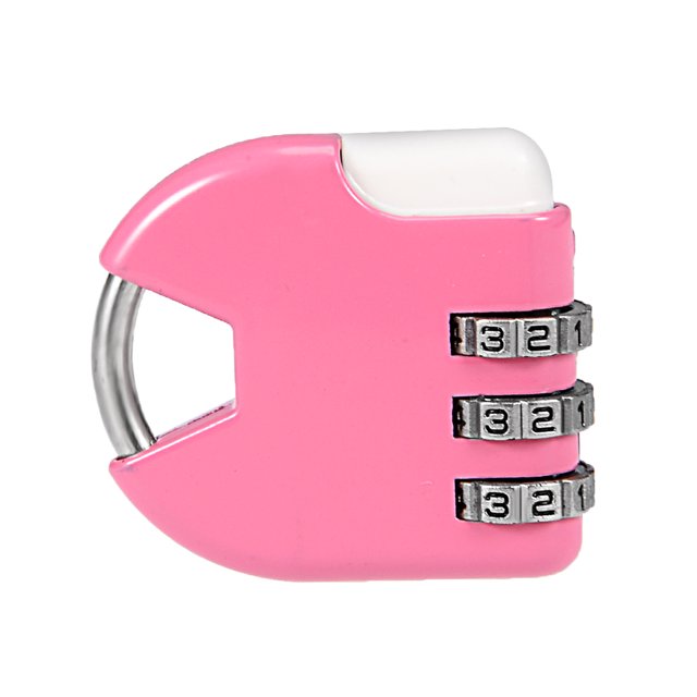 Unique Bargains 3 Digit Combination Padlock, 3.3mm Shackle, Zinc Alloy Lock, Pink