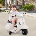 thumbnail image 2 of Costway Kids Ride on Motorcycle with Training Wheels Headlight Horn 6V Battery White, 2 of 9