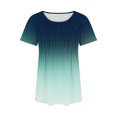 thumbnail image 5 of Plebaso Hauts pour Femmes Été Manches Courtes Col Rond Tunique Habillée Ample Mode Dégradé de Couleur Blouses, 5 of 5
