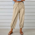 thumbnail image 2 of Yuyuzo Pantalon Capri Décontracté pour Femme à Taille Élastique, Couleur Unie, Bas Ajusté, Uni, 1, 2 of 7