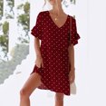 thumbnail image 1 of Liquidation d'Été 2025! Robe pour Femme Grande Taille, Liquidation de Robes d'Été pour Femmes, Robe d'Été Décontractée pour Femme Douce et Mignonne à Col en V avec Poches, Manches Courtes, Volants, 1 of 5