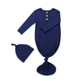 thumbnail image 2 of RXIRUCGD Newborn Baby Boy And Baby Girl Solid Color Jumpsuit Pajamas Hat Set Rompers( Dark Blue, Size:0 Month ), 2 of 3