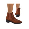 thumbnail image 3 of UKAP Ladies Booties Mid Heels Short Boot Embroidered Ankle Boots Outdoor Bootie Elastic Winter Shoes Brown 7.5, 3 of 8