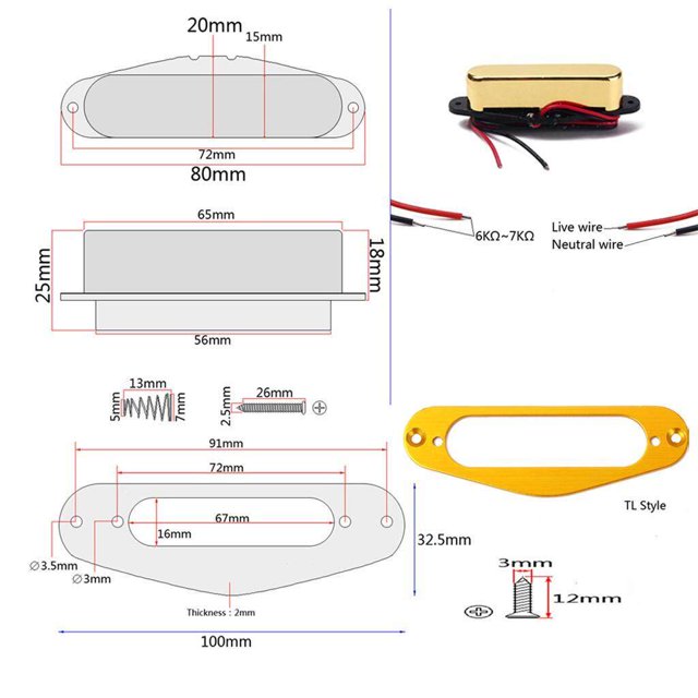 Magnet Neck Pickup for Fender Tele Electric Guitar Bass Pickup Humbucker TL Instrument Accessories Fender Parts
