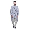 thumbnail image 1 of Atasi Button Down Asymmetrical Kurta For Men Printed Mandarin Long Sleeve Shirt, 1 of 5