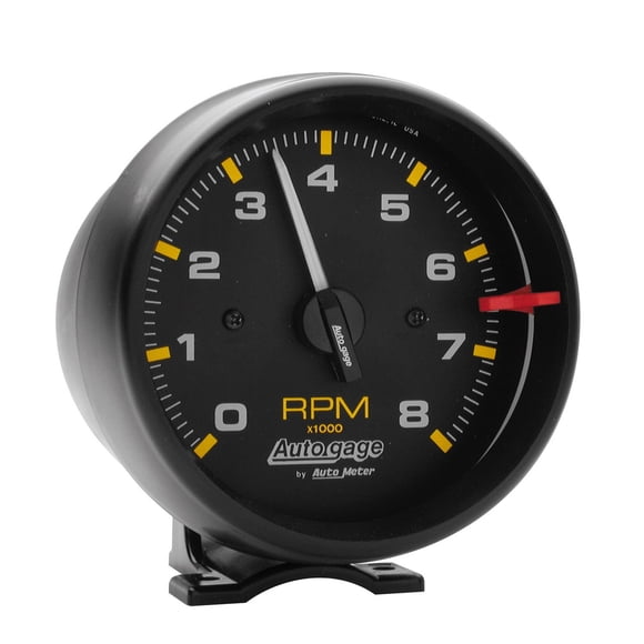 AutoMeter Tachometer 2300 Autogage; Aftermarket; 3-3/4 Inch; Full Sweep Pedestal Mount; Analog; 0-8000 RPM; Without Peak Memory and Warning Indicator; Black Face/Black Cup/White Needle