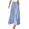 thumbnail image 1 of GZWYHT Wide Leg Pants,Palazzo Pants,Women's Wide Leg Pants Flowy Ruffle Solid Color Drawstring Waist Pants,Flowy Pants,High Waisted Pants,Sweatpants Women,Blue,XXL, 1 of 4