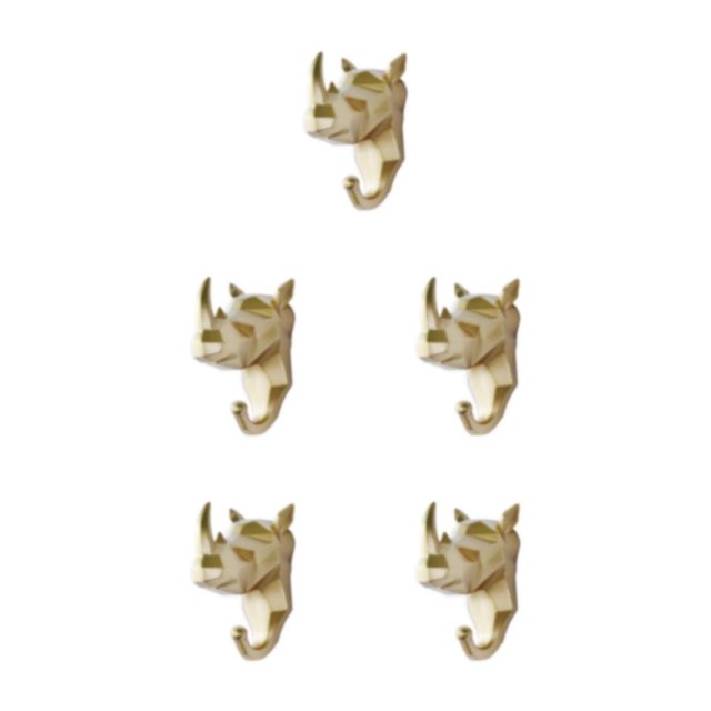 Maytalsory Animal Head Key Hook Sturdy And Durable Construction Adding Touch Of Whimsy Gold (rhino) 5Set