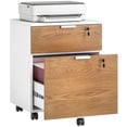thumbnail image 1 of HOMCOM 2 Drawer File Cabinet with Lock Wheels Hanging Bars Nature Wood, 1 of 10