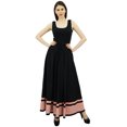 thumbnail image 1 of Bimba Women's Long Maxi Skirt With Contrast Border Boho Skirt With Elastic Waist, 1 of 8