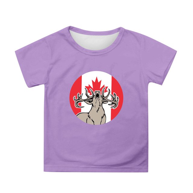 Chandails de la Fête du Canada T-Shirts pour Tout-Petites Filles T-Shirt à Manches Courtes pour Filles Vêtements d'Été pour Tout-Petites Filles Col Rond Ensembles Fille Tenue Fille 3T