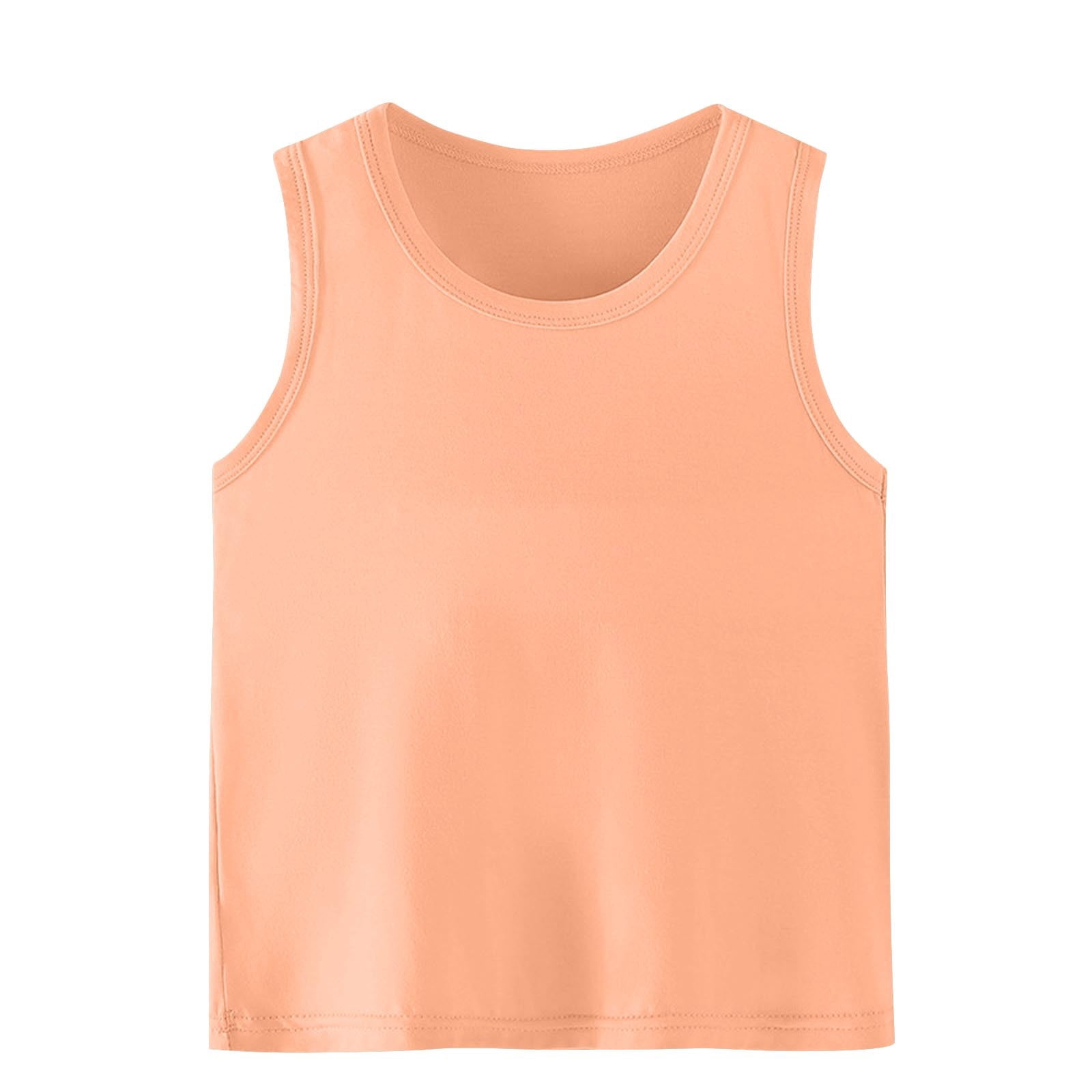 SROBPTY T-Shirts Garçons Filles, T-Shirt de Base pour Enfants Uni à Col Rond d'Été Décontracté Confortable et Respirant Orange 9 Ans