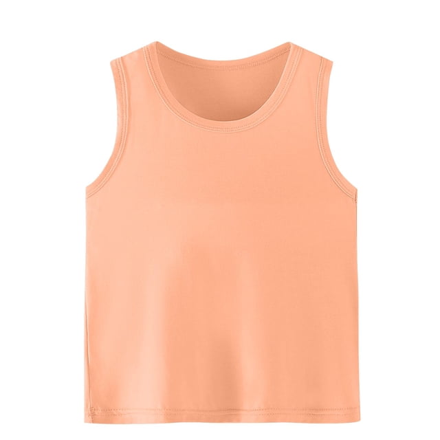 SROBPTY T-Shirts Garçons Filles, T-Shirt de Base pour Enfants Uni à Col Rond d'Été Décontracté Confortable et Respirant Orange 2 Ans