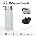 thumbnail image 4 of Costway 22 oz Double Wall Insulated Water Bottle Stainless Steel w/ 2 Lids & Straw, 4 of 10