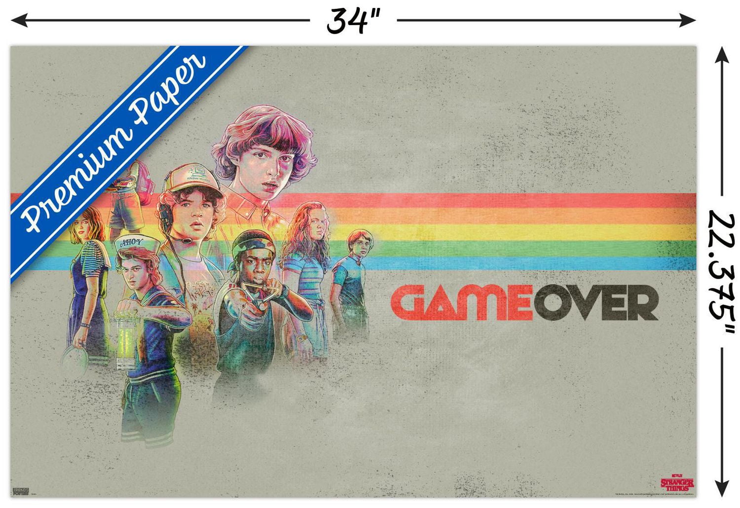 Netflix Stranger Things 3 - Game Over Wall Poster with Push Pins, 14.725" x 22.375"