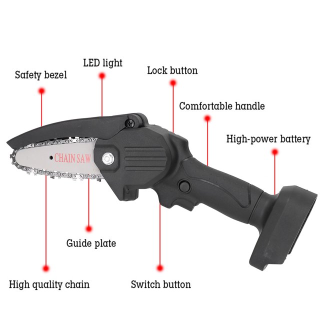 Cordless Electric Chain Saw, Rechargeable Electric Chain Saw Mini Electric Chain Saw Intelligent Circuit Control Board Chain Saw AC100-240V