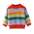 thumbnail image 1 of MIASHUI Chandail Ras du Cou pour Garçons et Filles Tout-Petits Mignon Rayé Arc-en-Ciel, Rouge, 3-4 Ans, 1 of 3