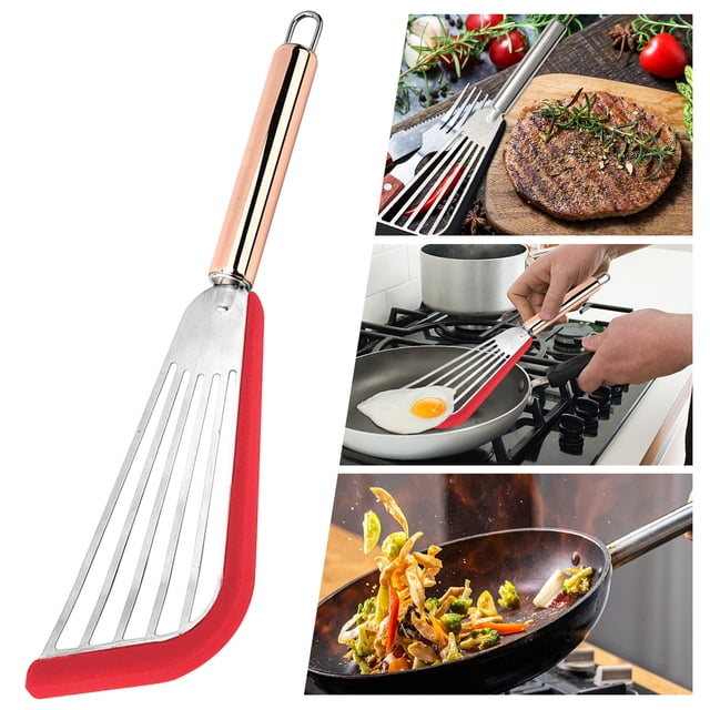 TopLLC Nonstick Spatula Turner Stainless Steel Fish Spatula With Silicone Kitchen Slotted Spatula Turner
