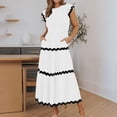 thumbnail image 2 of AherBiu Robes pour Femmes 2024 Décontracté Printemps Tendance à Blocs de Couleur Longue Robe Manches Cap A Robe Maxi, 2 of 7