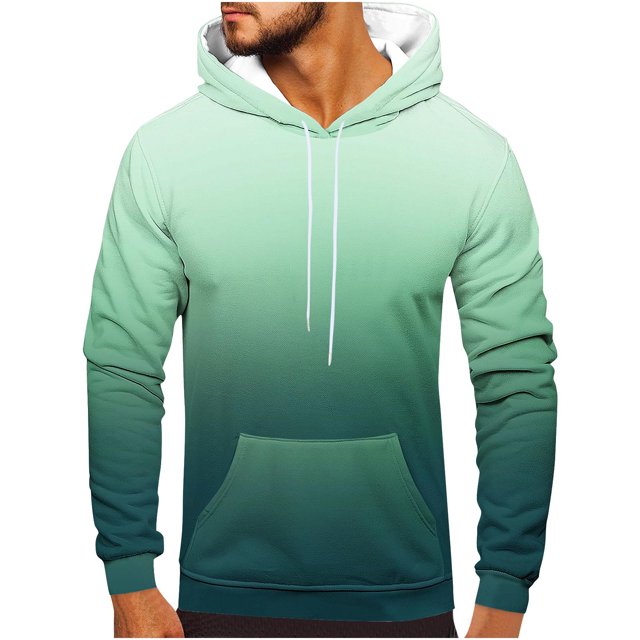 Rbaofujie Chandails à Capuche pour Hommes Hommes Décontracté Mode Col Rond Poches Imprimé Dégradé Chandail à Enfiler Manches Longues Hauts Chandail à Capuche Surdimensionné Chandail à Capuche Hommes