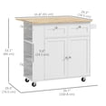 thumbnail image 3 of HOMCOM Rolling Kitchen Island with Drop Leaf, Portable Kitchen Island White, 3 of 10