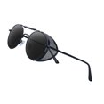 thumbnail image 4 of Lunettes de Soleil Rétro Rondes Steampunk Protection UV400 Latérales Gothiques pour Lentille Monture Noire, 4 of 7