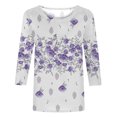 thumbnail image 4 of HKEJIAOI Polyester 3/4 Sleeve Tops pour Women Impression Graphique Tops pour Women 2023 Col Rond, 4 of 5