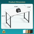 thumbnail image 3 of OLIXIS 47 Inch Computer Office Desk for Small Spaces, Writing Gaming Work Desk Modern Study Table with Metal Frame Home Bedroom, White, 3 of 5