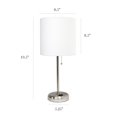 thumbnail image 3 of LimeLights Brushed Steel Stick Lamp with Charging Outlet and Fabric Shade 2 Pack Set, 3 of 7