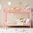 thumbnail image 4 of Ourlova Twin Over Twin Metal Bunk Bed with Ladder and Guardrails- Heavy Duty- 400 Lbs Capacity- No Box Spring Needed- Easy Assembly- Pink - Space-Saving Children Bed, 4 of 7