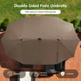thumbnail image 4 of Gymax Outdoor 15' Double-Sided Patio Umbrella 48 Solar LED Lights Crank & Base Coffee, 4 of 9