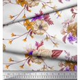 thumbnail image 3 of Soimoi Tissu Poly Georgette Violet Feuilles & Floral Imprimé 1 Yard 42 Pouces de Large, 3 of 3