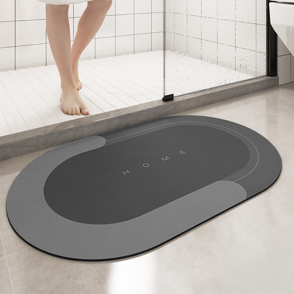 80 x 50cm Strong Absorption Bathtub Mat,Diatomaceous Earth Bath Mat Fast Drying Rug with Rubber Backed