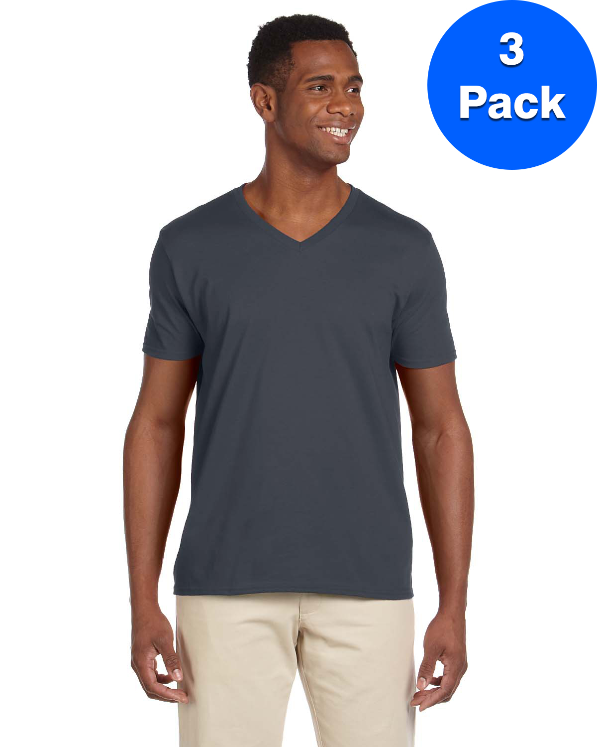 Gildan Men's Softstyle V-Neck T-Shirt - G64V (Pack Of 3)