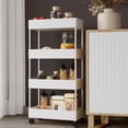 thumbnail image 4 of AYktou Home Organizers and Storage Slim Rolling Storage Cart 4 Tier Bathroom Storage Organizer Laundry Room Utility Cart Mobile Shelving Unit Multi Purpose For Kitchen Bathroom Narrow Places, 4 of 6
