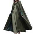 thumbnail image 4 of KIHOUT Spring Winter Warm Coat Women Fashion Solid Color Hooded Button Cloak Split Fork Woolen Overcoat,Size S-2XL, 4 of 7