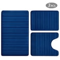 thumbnail image 1 of Semfri 3 Pcs Memory Foam Bathroom Mat Set Bathroom Rug Set Non Slip Absorbent Toilet Mat Set Comfortable Soft Machine Wash Thick Navy Blue, 1 of 8