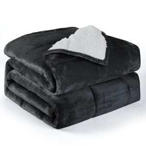 Alomidds Weighted Blanket Twin 20 Pounds Adult Weighted Blankets with Soft Plush Flannel Fleece & Cozy Warm Sherpa for Sofa Bed Microfiber Heavy Blanket Great for Sleeping 48 x 72inches Dark Grey