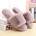 thumbnail image 3 of Women Fuzzy House Slippers Summer Open Toe Furry Slippers Fluffy Memory Foam Slippers for Women, 3 of 9