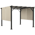 thumbnail image 1 of Outsunny 10' x 10' Retractable Pergola Canopy for Backyard, Garden, Beige, 1 of 10