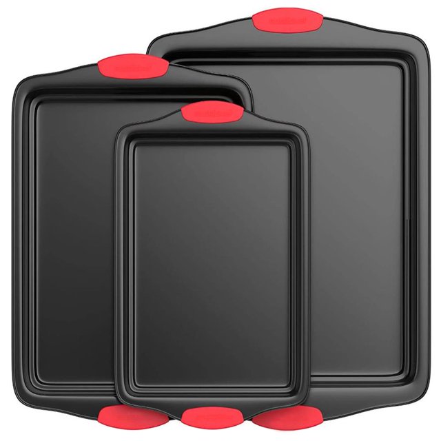 NutriChef Kitchen Deluxe Non Stick Carbon Steel 3 Piece Bakeware Set (2 Pack)