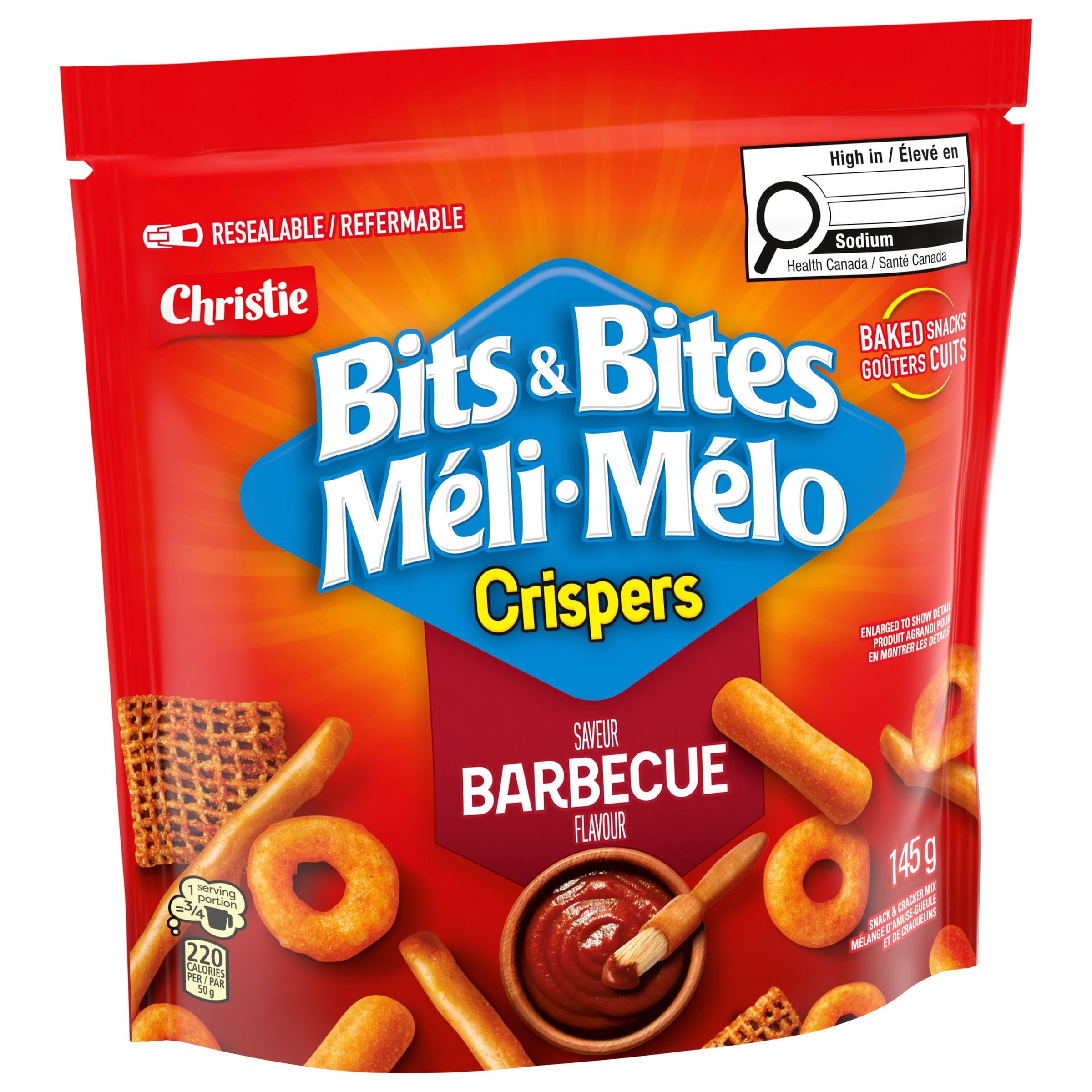 Mélange d'amuse-gueule et de craquelins MÉLI-MÉLO CRISPERS saveur Barbecue